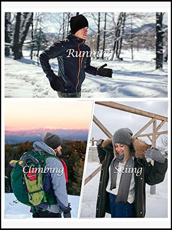 6-Piece Winter Hat Scarf Gloves Set with Touchscreen Gloves, Acrylic & Polyester main image 6